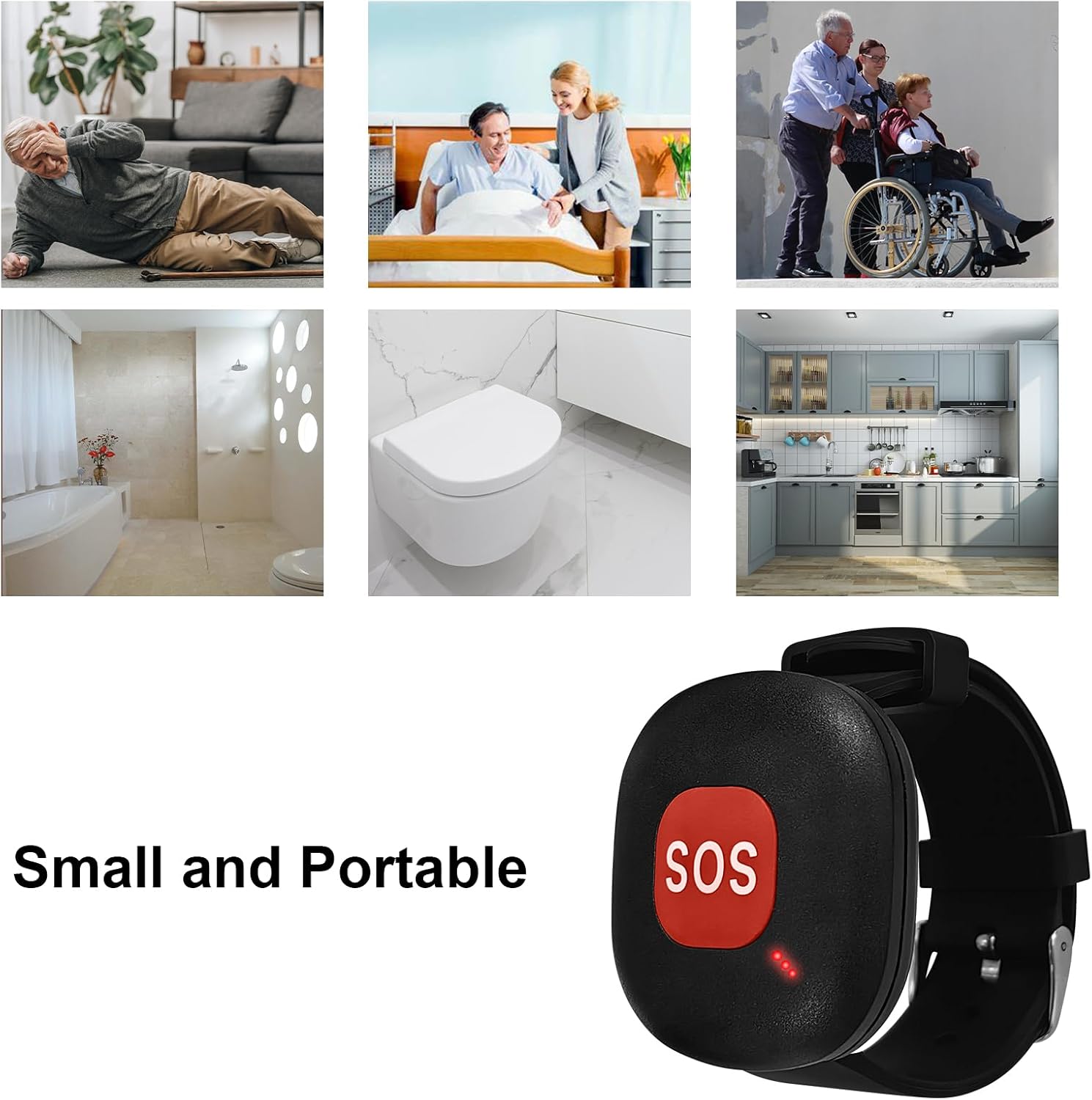 ALEENFOON Notrufknopf für Senioren, Wireless Alarm Armband Notfallarmband mit 52 Klingeltöne, Notrufknopf für Senioren Plug-in Hausnotruf Panikalarm Funkalarm für Pflegebedürftige (3 to 2 Schwarz) – Bild 5