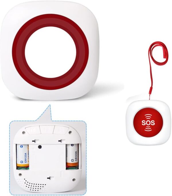 Hausnotruf Senioren ​Notrufklingel für Senioren Krankenpflege Ältere Panikalarm Funkalarm Pflegeruf Set Alarm Kabellos 1xEmpänger und 1x SOS-Sender mit Batterien