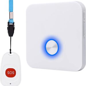 ALEENFOON Haus Wireless Mobiler Alarm Notruf Knopf Hausnotruf Panikalarm Wiederaufladbar Funkalarm für Pflegebedürftige Geduldig Älterer Kinder Behindert Schwangere (1 zu 1)