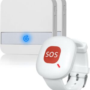ALEENFOON Notrufknopf für Senioren Hausnotruf mit Notruf Armband, Notruf Kabellos Alarm Notfallknopf für Senioren mit Behinderung und Patienten (1 zu 2)