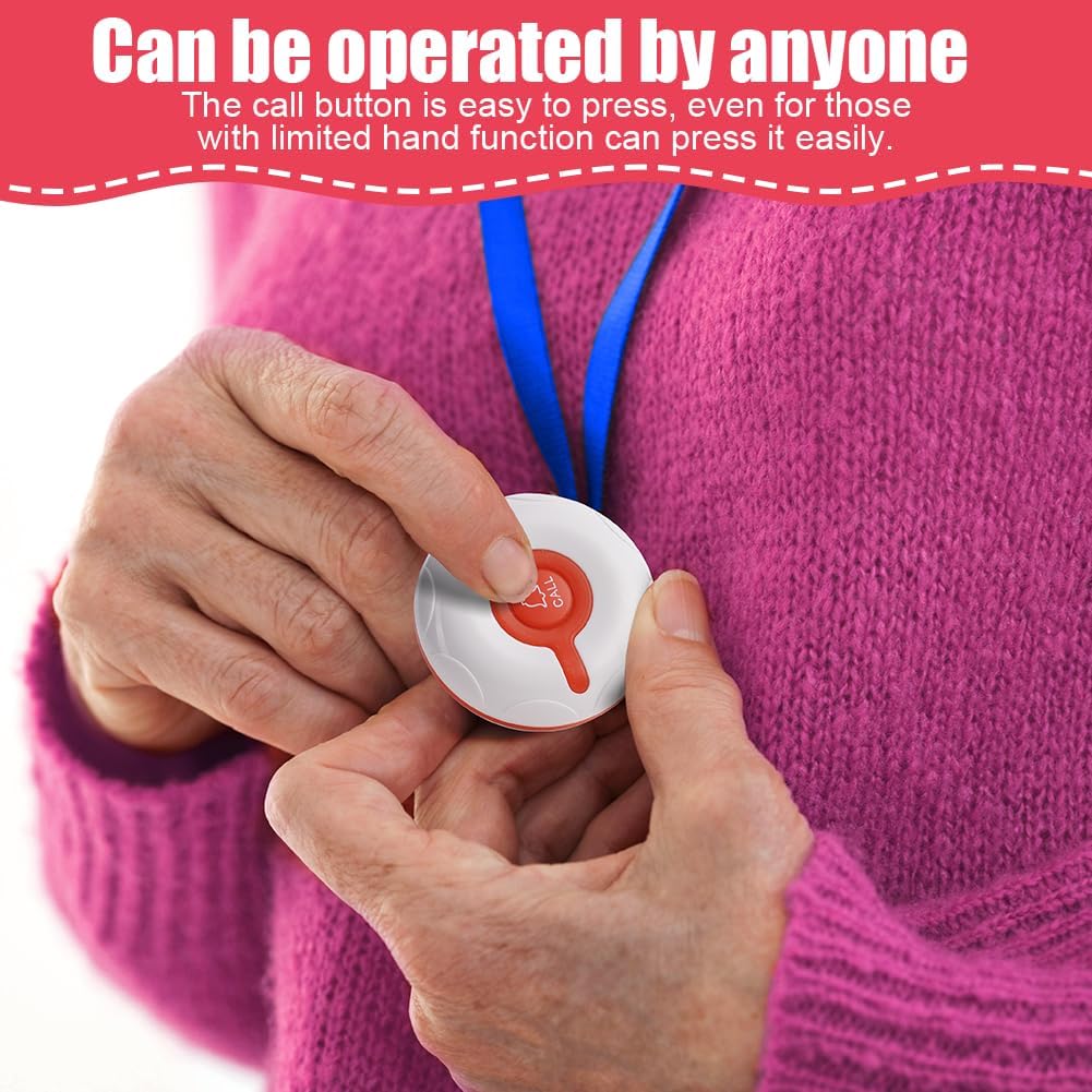 Ainiv Notrufknopf für Senioren, Hausnotruf Notrufknopf mit Schlüsselband,Hausnotruf Senioren Notfallknopf für Senioren mit 1 Sendern und 1 Empfänger für Ältere Menschen Kinder Schwangere Frau – Bild 6