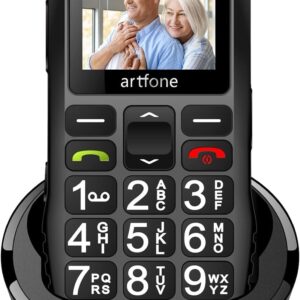artfone C1+ Seniorenhandy ohne Vertrag丨Mobiltelefon mit großen Tasten丨GSM Dual SIM Rentner Handy丨Ladestation丨SOS Notruftaste丨1,8 Zoll Farbdisplay丨FM丨1800mAh Akku丨Großtastenhandy - Schwarz