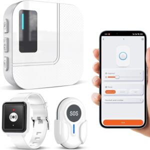 DAYTECH Notrufknopf für Senioren auf Handy, WiFi Tuya Smart Senioren Notfallknopf Alert System, Hausnotruf für ältere Patienten Behinderte,Kinder SOS Notruf(Nur 2.4GHZ, 1Empänger+1Sender+1SOS Armband)