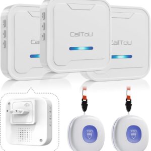 CallToU notrufknopf-System 500FT,senioren Notruf funkklingel,hausnotruf notrufknopf für ältere Menschen/Patienten/Behinderte(2 Sender 3 Empfänger)