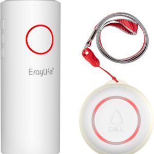 ErayLife Notrufknopf für Senioren Funkklingel Tragbar Notruf Kabellos Notfallknopf Hausnotruf für Senioren Alarm Notruf Knopf Wasserdicht