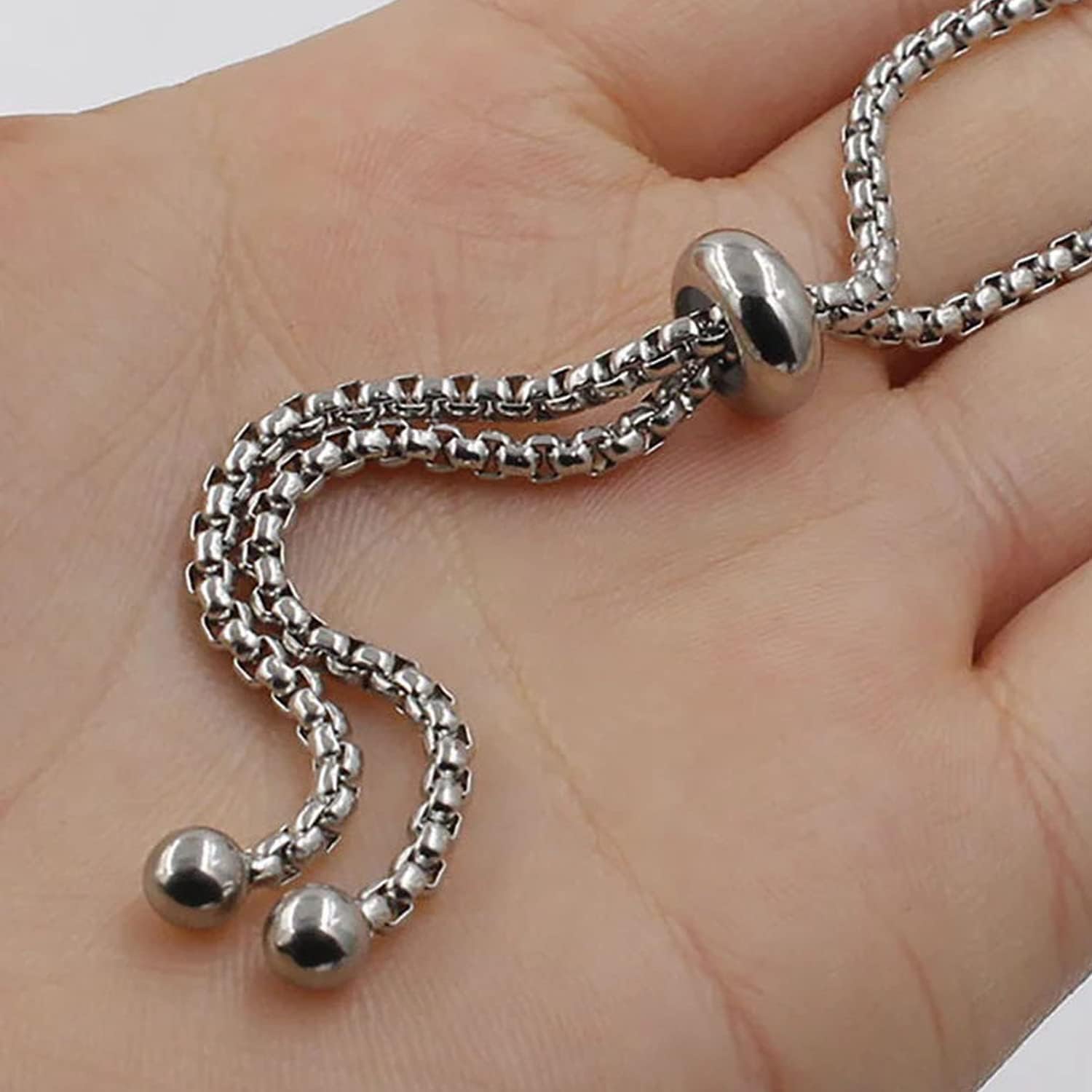 AITENME Medizinische Armband für Damen SOS Notfall Armbandrmbänder aus Edelstahl Alarm ID Verstellbare Slider Armbänder für Frauen Mädchen Mama Freundin Silber – Bild 3