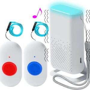 ALEENFOON Haus Wireless Mobiler Alarm Notruf Knopf Vibrations Hausnotruf Panikalarm Funkalarm für Senioren-Betreuer für ältere Kinder (2 zu 1)