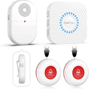 CallToU notrufknopf für senioren,hausnotruf senioren,Notfallklingel für Senioren,Senioren Notruf mit 55 Klingeltöne (2 Sender 2 Empfänger(CCVP))