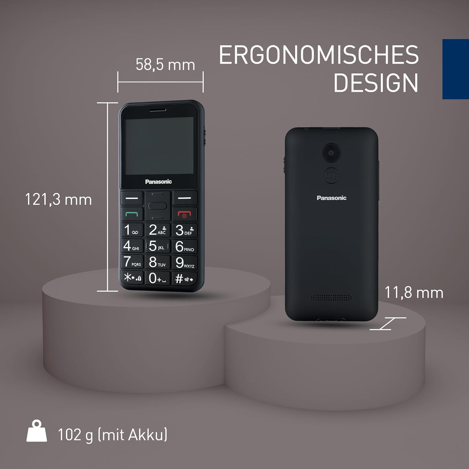 Panasonic KX-TU155EXBN Unlocked 0,03GB Seniorenhandy (SOS-Notfalltaste, Hörgerätekompatibel, Taschenlampenfunktion, große Einzeltasten zur einfachen Bedienung, Farbdisplay 2,3 Zoll) schwarz – Bild 8