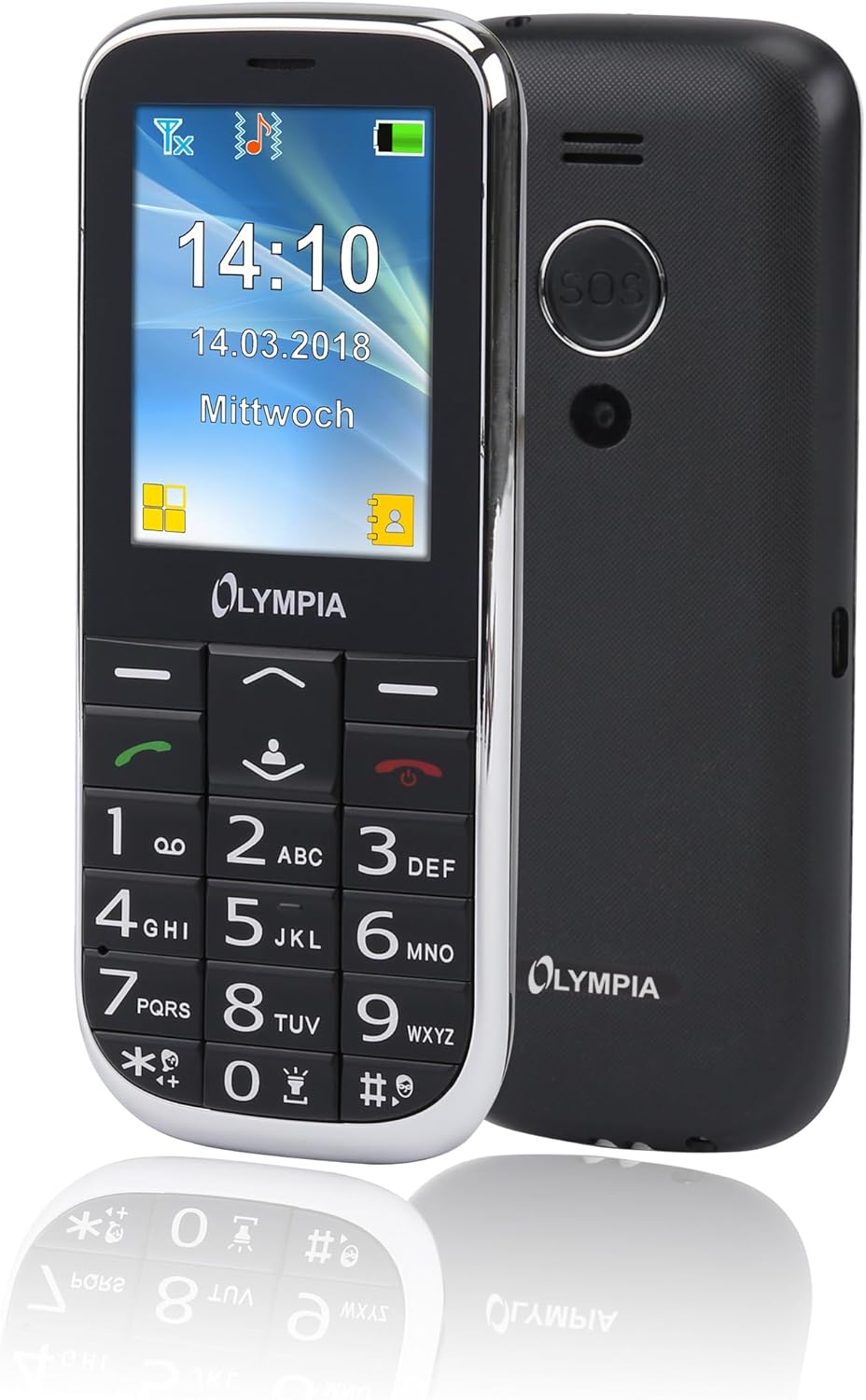 Olympia 2219 Joy II Mobiltelefon-/ Seniorenhandy (Große Tasten, Notruf-Taste, Großtasten-Handy, geeignet für Senioren, Rentner ohne Vertrag, Altersgerechtes handy mit Tasten) schwarz