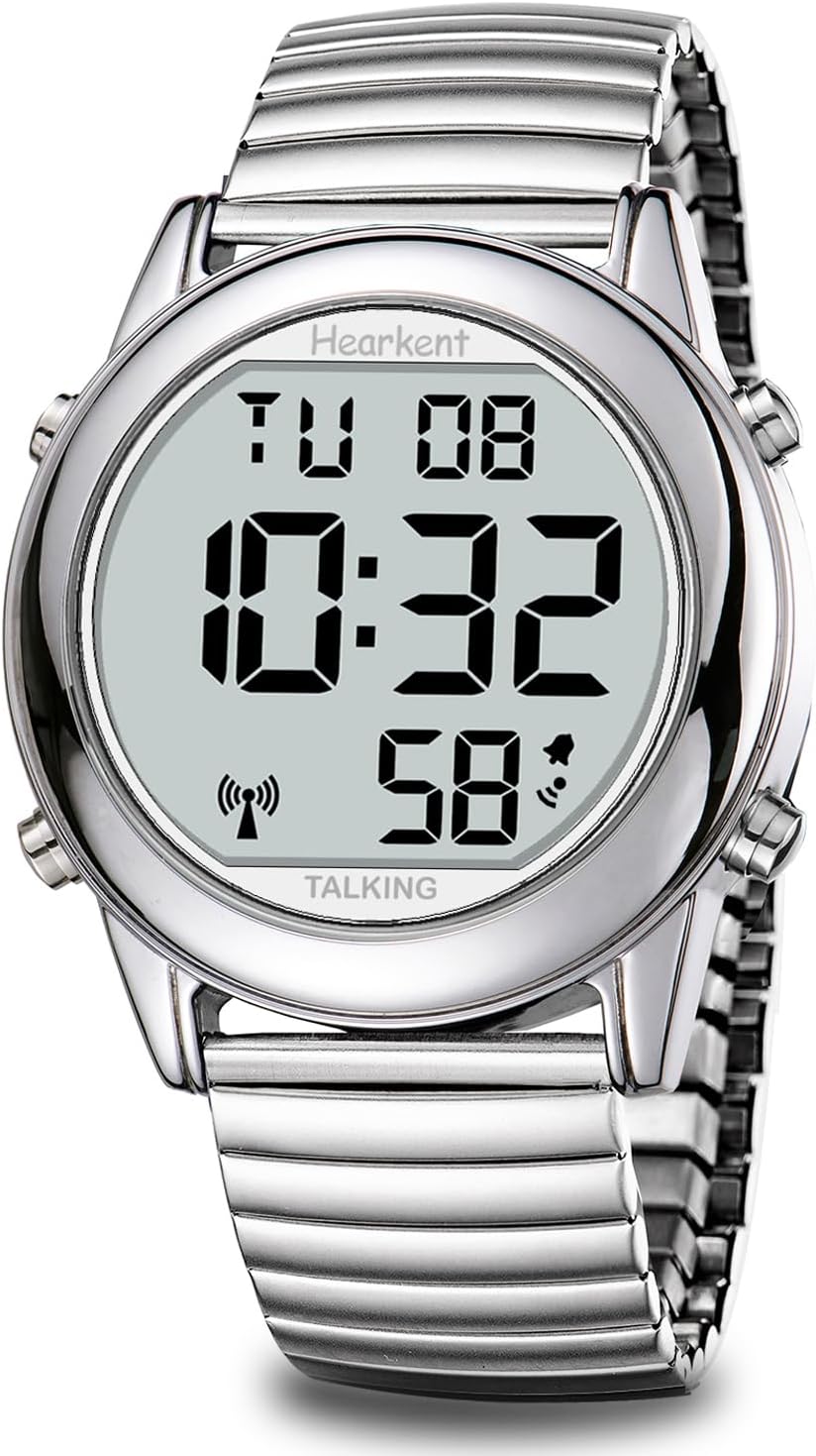 Hearkent Sprechende Uhr Sehbehinderte Funkuhr-Deutscher Stimme-LCD Große Zahl Leicht zu Lesen-Seniorenuhr Armbanduhr für Senioren,Blindenuhr