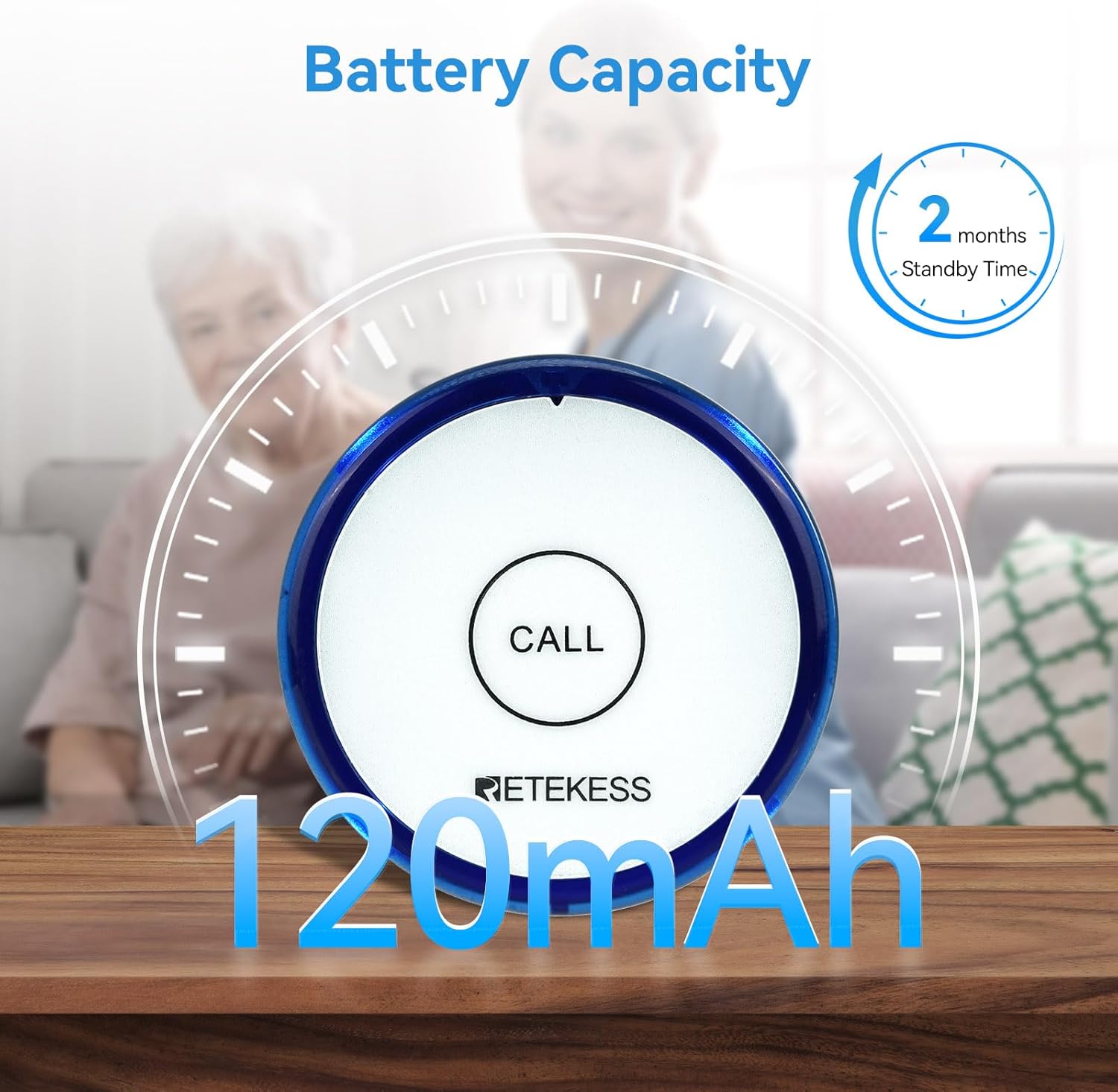 Retekess TH012 WiFi Smart Notrufknopf für Senioren, Hausnotruf Senioren, Alarmknopf für Senioren, Wiederaufladbare Batterie, SOS Notrufknopf für Senioren Auf Handy ältere Menschen mit Behinderungen – Bild 7