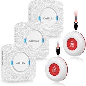 CalltoU Notrufknopf für Senioren Senioren Notruf Hausnotruf SOS Alarm Notruf Knopf 500 Fuß Im Offenen Bereich für Pflegebedürftige Geduldig Älterer (2 Sender 3 Empfänger)