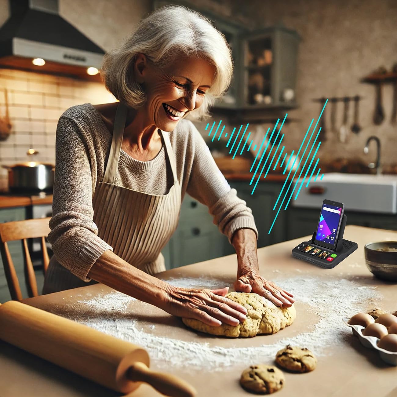Callstel Telefon-Dockingstation: Senioren-Freisprecheinrichtung mit 3 Kurzwahl-Foto-Tasten, Notruf, Qi (Alternative für Seniorentelefon, Notruf-Station, Tablet Halter) – Bild 3
