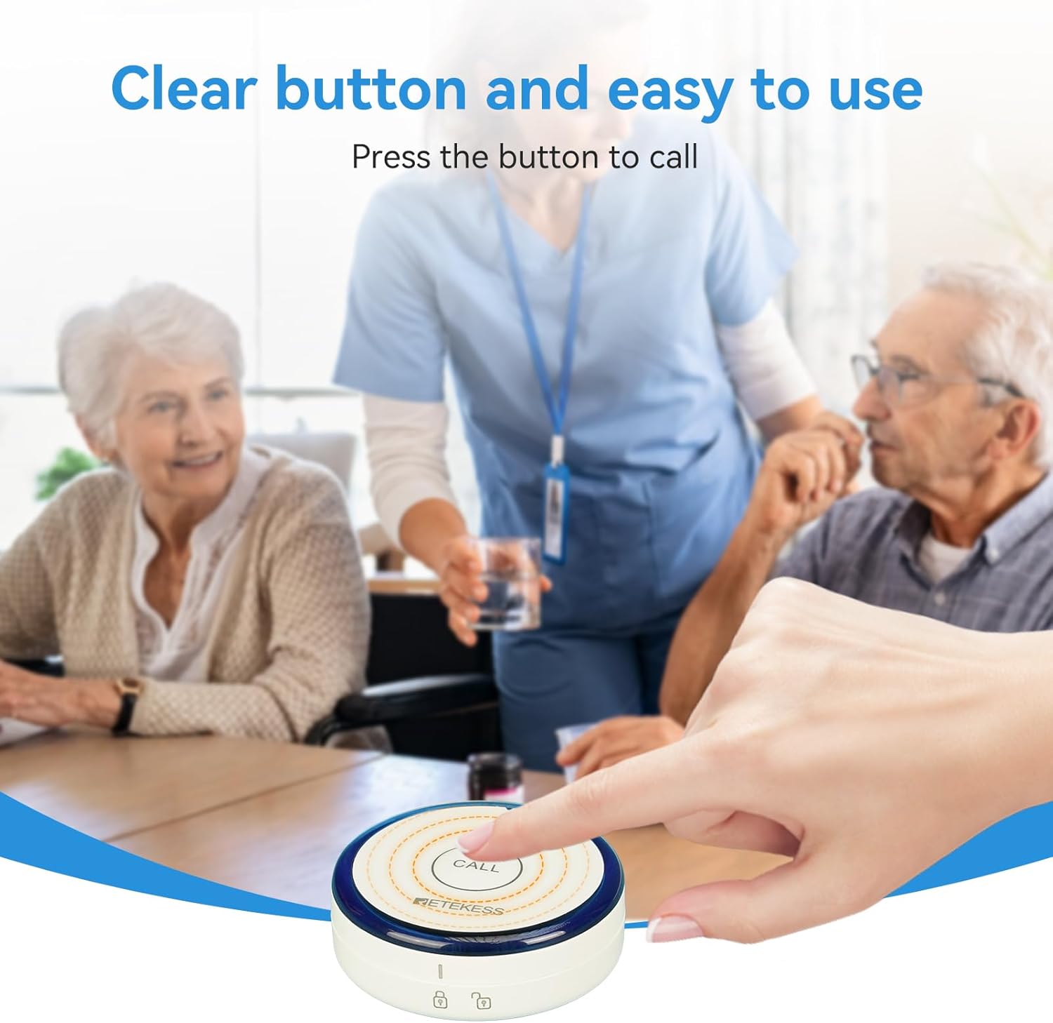 Retekess TH012 WiFi Smart Notrufknopf für Senioren, Hausnotruf Senioren, Alarmknopf für Senioren, Wiederaufladbare Batterie, SOS Notrufknopf für Senioren Auf Handy ältere Menschen mit Behinderungen – Bild 6