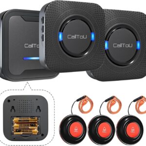 CalltoU notrufknopf für senioren,funkklingel 500 Fuß Im Offenen,senioren Notruf Home Security Alarmanlage für Pflegebedürftige Geduldig/Älterer (3 Sender 3 Empfänger)