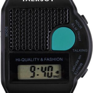 TalkJoy Sprechende Armbanduhr Sprachfunktion Uhrzeit Ansage Zeitansage schwarz Wecker Blindenuhr Seniorenuhr Digitale LCD Sprechende Uhr sehbehinderte blinden hilfsmittel
