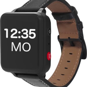 ANIO Care+ GPS Senioren Notruf Uhr, Einfache Bedienung, Anrufe, SOS Funktion, GPS, Schrittzähler, schlankes Design, Server & App Made in Germany, Schwarz