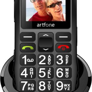 artfone C1+ Senior Mobile Phone without Contract, Dual SIM Mobile Phone with Emergency Call Button, Pensioner Mobile Phone Large Buttons, 1400 mAh Battery Long Standby Time, Large Button Mobile Phone with Charging Station, 1.77 Inch Colour Display