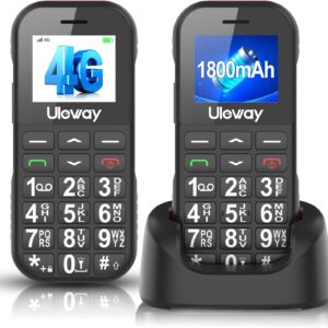 4G Senior Mobile Phone Without Contract, 1800 mAh Battery Button Mobile Phone for Seniors, Retirees with Large Buttons, Simple Large Button Mobile Phone with Charging Station, SOS Emergency