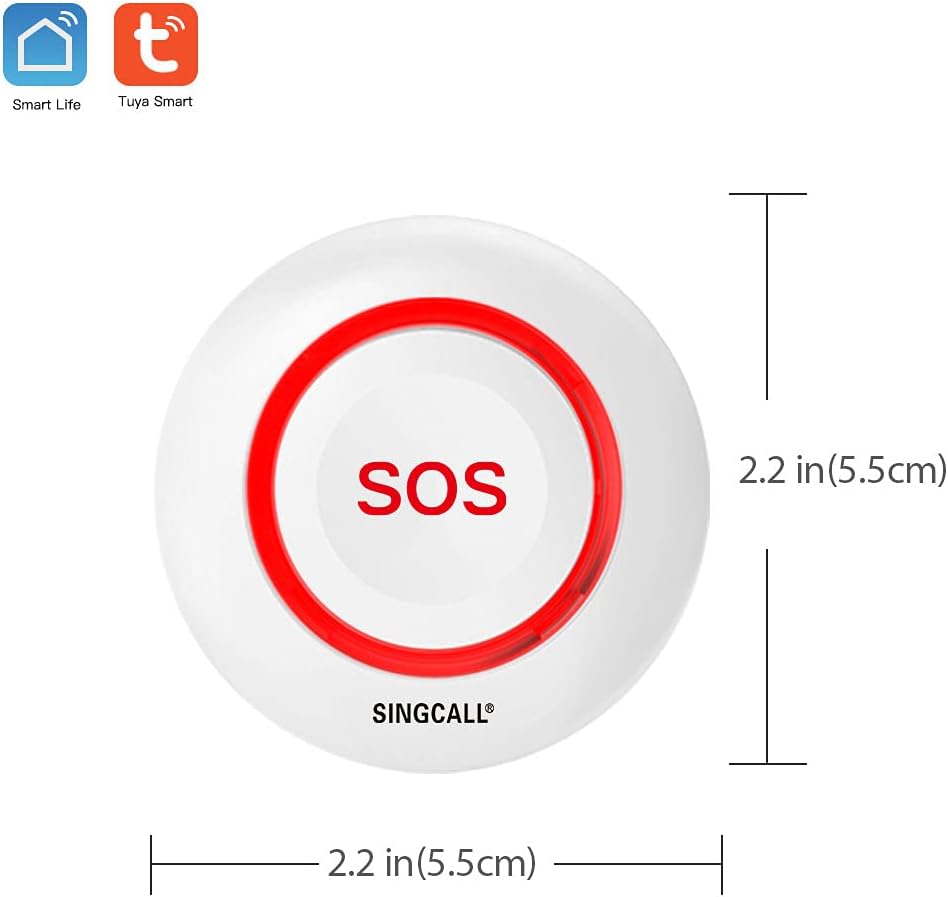 SINGCALL Wireless Emergency Button for Seniors Call System, Tuya WiFi Smart SOS Emergency Button, Red Seniors Emergency Call x 1 (Supports 2.4GHz WiFi) – Bild 2