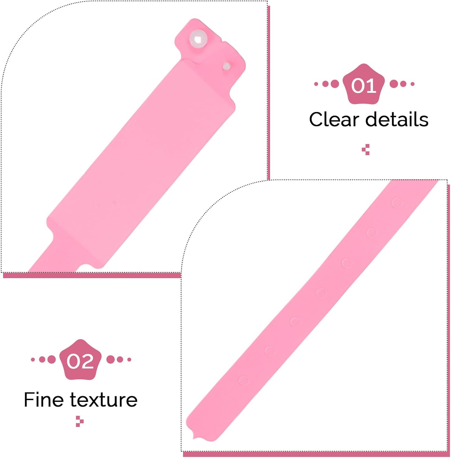 Zerodeko Patienten Id Armbänder 100 Stück in Rosa Wiederverwendbar aus Pvc Medizinisches Krankenhausarmband für und Krankenhausgebrauch – Bild 8
