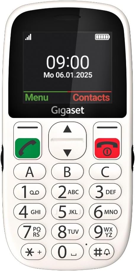 Gigaset GL395 Mobile Phone - Easy Operation for Seniors, Large Buttons & SOS Emergency Button - Dust & Splash Proof IP44 Protection Class - Contract Free - 2.2 Inch TFT Colour Display, Pearl White