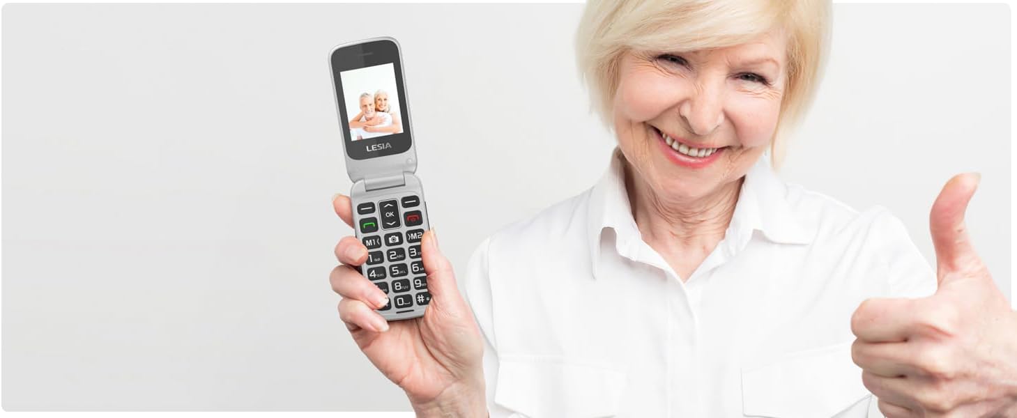 LESIA 4G Folding Mobile Phone for Seniors without Contract with Large Buttons Mobile Phone, Dual SIM Flip Mobile Phone for Seniors, SOS Emergency Call Function, Torch, FM Radio, 2.4 Inch Display with Charging Station, Grey – Bild 8