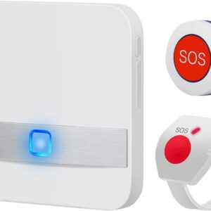 Emergency Call Button for Seniors, Seniors Emergency Call Bracelet with 4 Volume Levels, Emergency Call Bracelet, Emergency Button for Seniors with 52 Ringtones, Emergency Bell for Seniors with 2 Transmitters and 1 Receiver