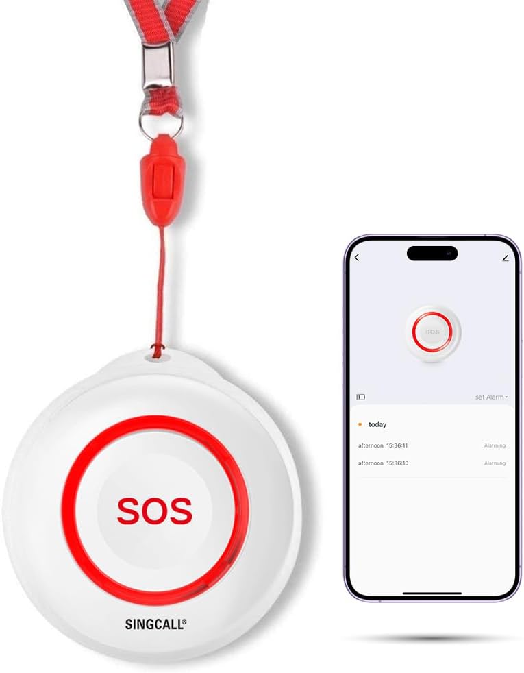 SINGCALL Wireless Emergency Button for Seniors Call System, Tuya WiFi Smart SOS Emergency Button, Red Seniors Emergency Call x 1 (Supports 2.4GHz WiFi) – Bild 4