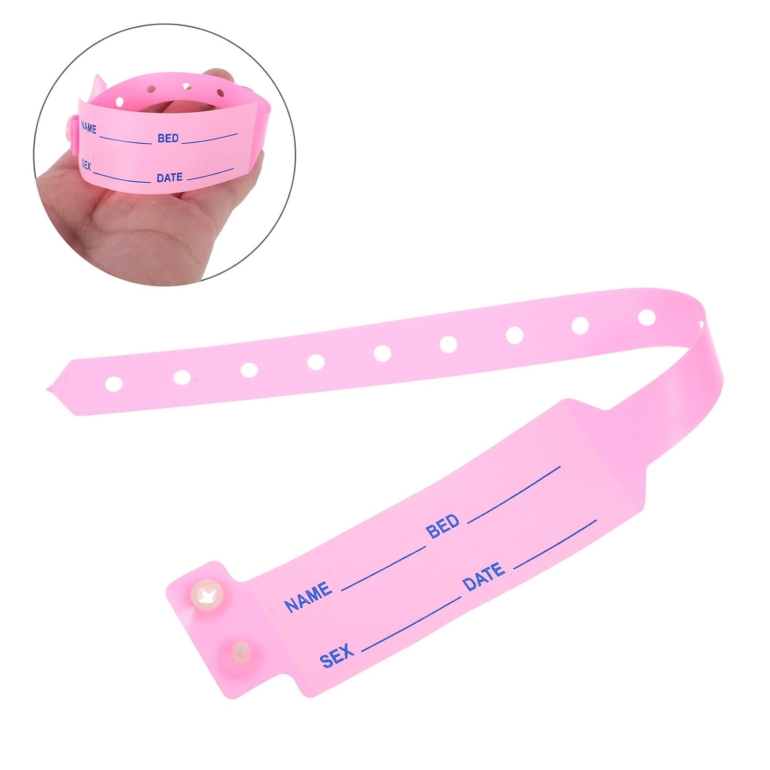 FUOYLOO 100 Stück Rosa Identifikationsarmbänder aus Pvc mit Verstellbarer Passform und Fleckenresistent für Krankenhauspatienten und Senioren – Bild 7