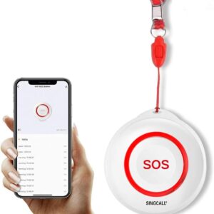 SINGCALL Wireless Emergency Button for Seniors Call System, Tuya WiFi Smart SOS Emergency Button, Red Seniors Emergency Call x 1 (Supports 2.4GHz WiFi)