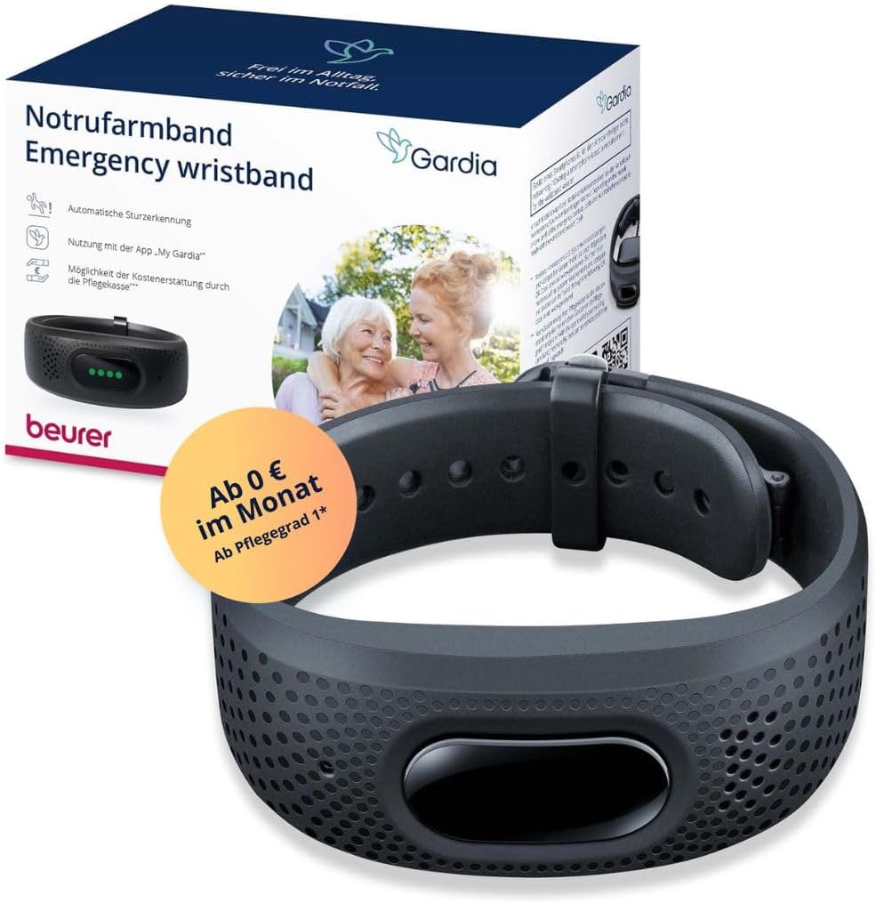 Beurer Gardia emergency call bracelet with fall detection, innovative emergency call system made of bracelet and app, voice connection in emergency, 24-hour emergency call service at home and on the go, all advantages with the ABO of your choice – Bild 2