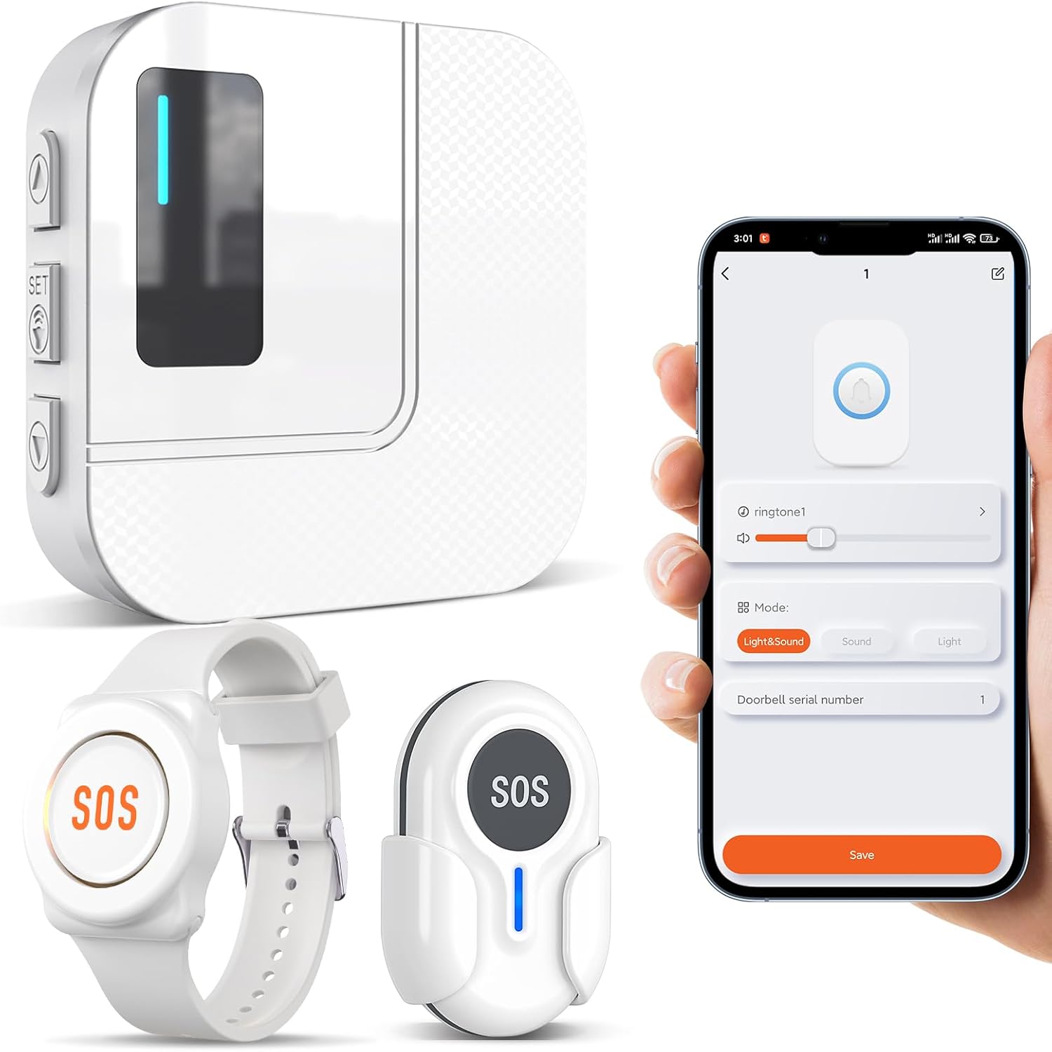 Daytech Emergency Call Button for Seniors on Mobile Phone, WiFi Tuya Smart Seniors Emergency Button Alert System, Home Emergency Call for Elderly Patients Disabled People, Children's SOS Emergency Call (1 Receiver + 1 Emergency Call Bracelet + 1 Button)