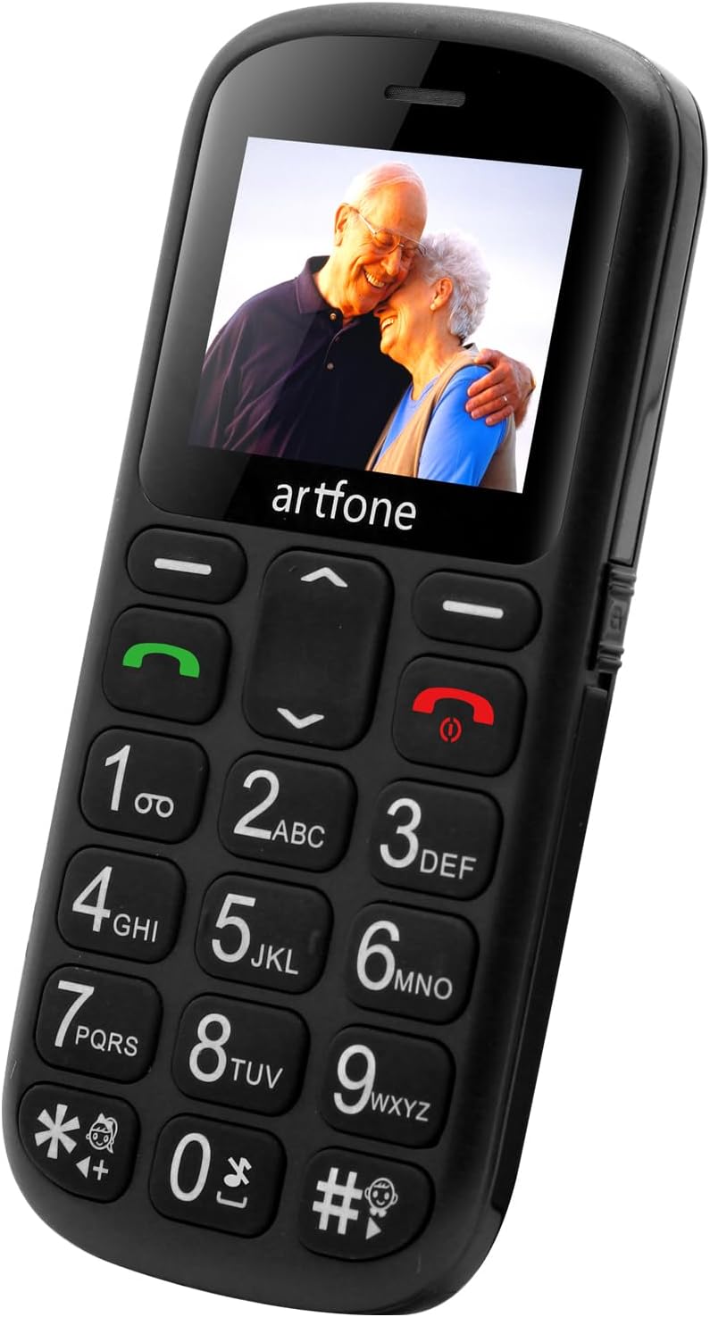 artfone CS181 Senior Mobile Phone Without Contract, Dual SIM 2G GSM Mobile Phone with Large Buttons, SOS Emergency Call Button, Torch, Large Button Mobile Phone with Charging Station, 800 mAh Battery, FM Radio, 1.77 Inch Colour Display, Black – Bild 4