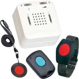 ELDAT - Mobile home emergency call with emergency call transmitters and acknowledgement function - Emergency button for seniors - RS16 with bracelet transmitter RT26, collar transmitter RT27 and