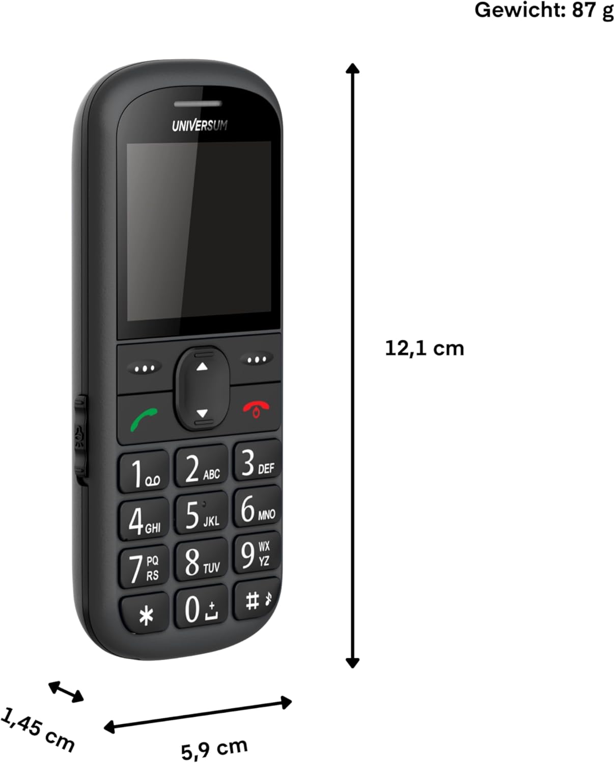 UNIVERSUM W60-C - Senior Mobile Phone without Contract with Large Buttons & Charging Station - Emergency Call Button SOS, Torch, Magnifying Glass, FM Radio, Bluetooth, USB-C - Large Button Mobile Phone for Seniors with Hands-Free Function – Bild 10