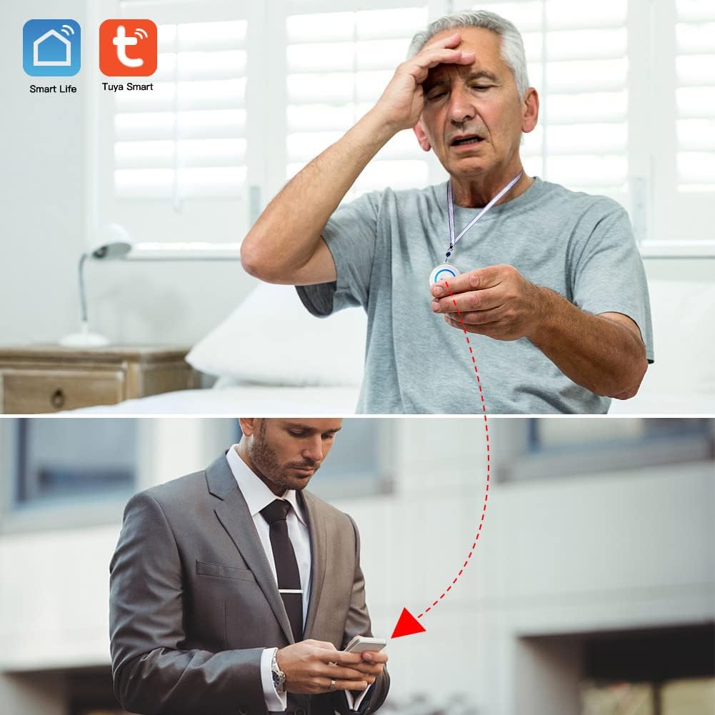 SINGCALL Tuya WiFi Smart SOS Emergency Button for Seniors, Children, Personal Alarm for Elderly Patients, Blue Emergency Call Button, Connected to Phone (Suitable for Home Environments) – Bild 2
