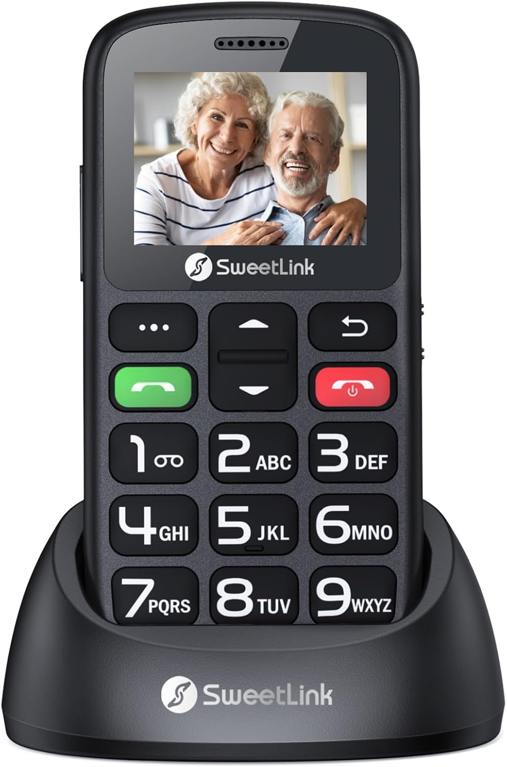 SweetLink S2PLUS Senior Mobile Phone without Contract - Dual SIM 2G GSM with 1400 mAh Battery, SOS Emergency Call Button, 1.77 Inch Large Button Display, Charging Station & FM Radio | with Clear Voice Prompt and 12 Days Standby