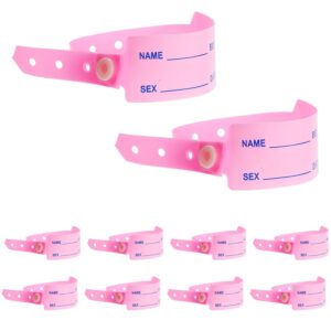 FUOYLOO 100 Stück Rosa Identifikationsarmbänder aus Pvc mit Verstellbarer Passform und Fleckenresistent für Krankenhauspatienten und Senioren