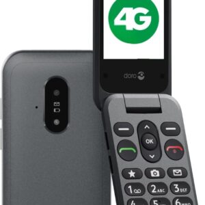 Doro Telephone Leva E20 - 4G Flip Phone for Seniors - 2.8 Inch Display, High Contrast Buttons, Ultra Clear Sound, HD Voice, Camera, Secure Button - Black