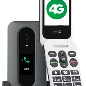 Doro - Leva L30 - Senior Mobile Phone - 4G Folding Mobile Phone without Contract - External Display - HD Audio Quality - Camera - Emergency Button with GPS - Including Charging Station - Black/White
