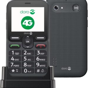 Doro - Leva L10 - Téléphone Portable Senior - Téléphone 4G Débloqué - Grand Écran - Son HD Puissant - Appareil Photo - Touche d'Assistance Avec GPS - Socle Chargeur Inclus - Graphite