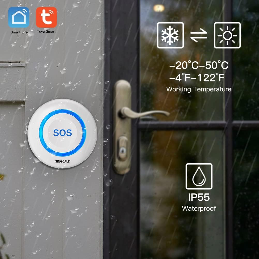 SINGCALL Tuya WiFi Smart SOS Emergency Button for Seniors, Children, Personal Alarm for Elderly Patients, Blue Emergency Call Button, Connected to Phone (Suitable for Home Environments) – Bild 5