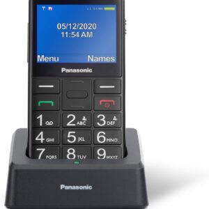 Panasonic KX-TU155EXBN 2G Essentials Handy für Senioren (Ladestation, SOS-Notfalltaste, Prioritätsanruf, Großtastentelefon, hörgerätekompatibel, Bluetooth, UKW-Radio, Kamera) Schwarz