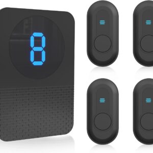 CallToU Emergency Call Button for Seniors Wireless Emergency Button Call Button for Caregivers 150 m Long Range SOS Alarm for Patients at Home / for Nursing Homes in Clinics (4 Transmitters and 1 Receiver)