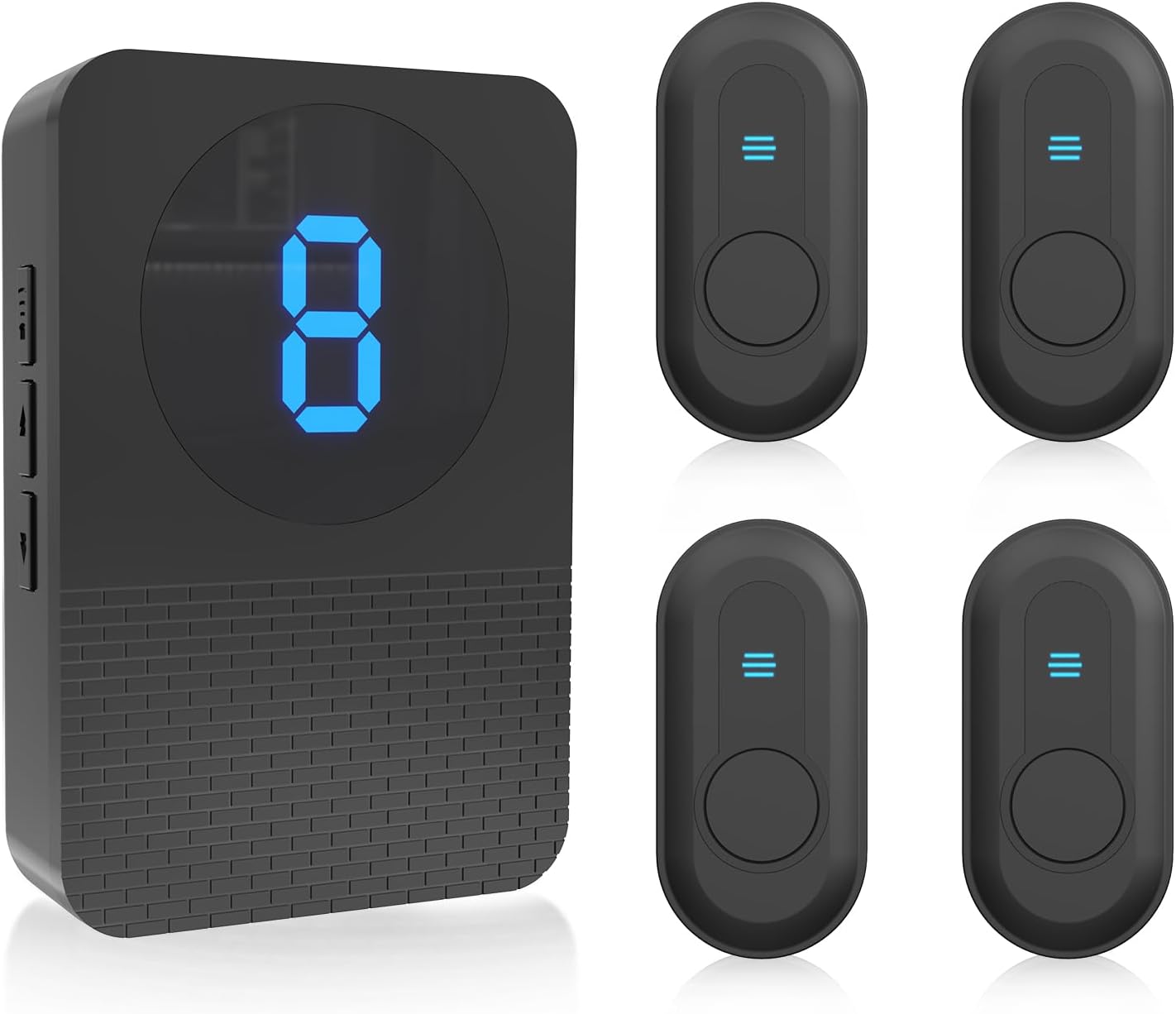 CallToU Emergency Call Button for Seniors Wireless Emergency Button Call Button for Caregivers 150 m Long Range SOS Alarm for Patients at Home / for Nursing Homes in Clinics (4 Transmitters and 1 Receiver)