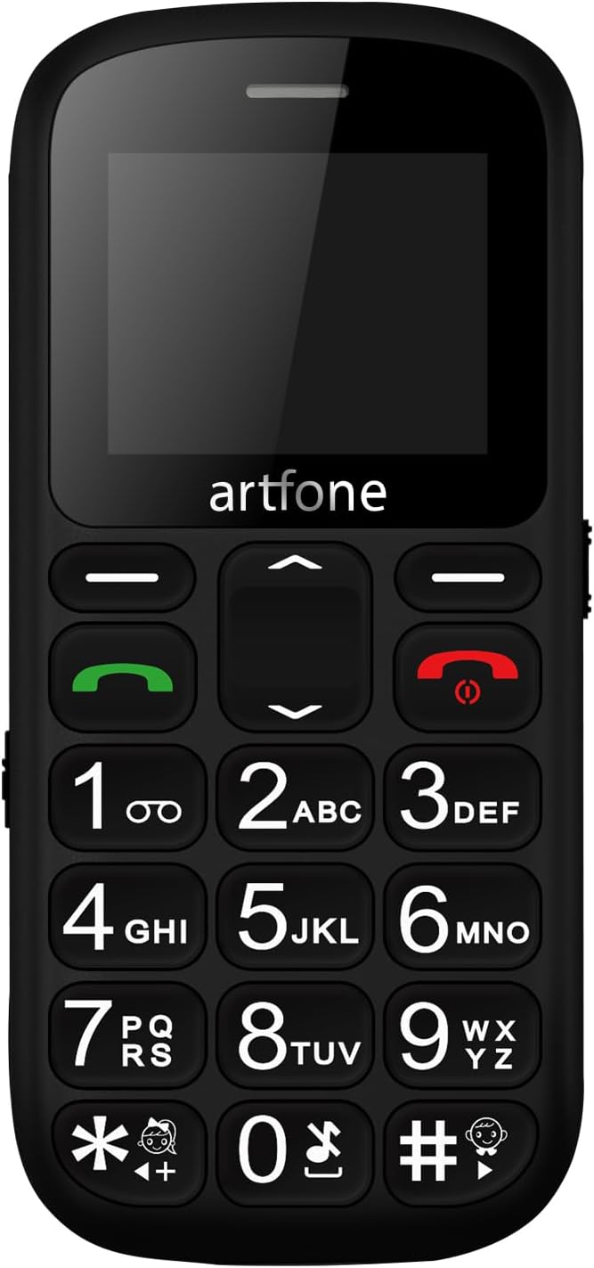 artfone CS181 Senior Mobile Phone Without Contract, Dual SIM 2G GSM Mobile Phone with Large Buttons, SOS Emergency Call Button, Torch, Large Button Mobile Phone with Charging Station, 800 mAh Battery, FM Radio, 1.77 Inch Colour Display, Black – Bild 2