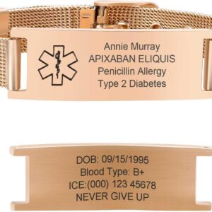 Emergency Bracelet Medical Bracelet for Men and Women: Personalised Emergency Jewellery Engraving Ice Name Identification Allergies Diabetes Epilepsy Bracelets Medical Alarm Bracelet for Men Women