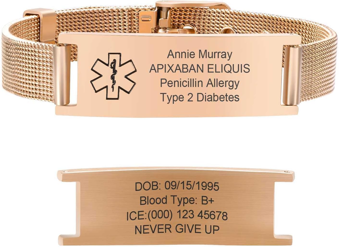 Emergency Bracelet Medical Bracelet for Men and Women: Personalised Emergency Jewellery Engraving Ice Name Identification Allergies Diabetes Epilepsy Bracelets Medical Alarm Bracelet for Men Women